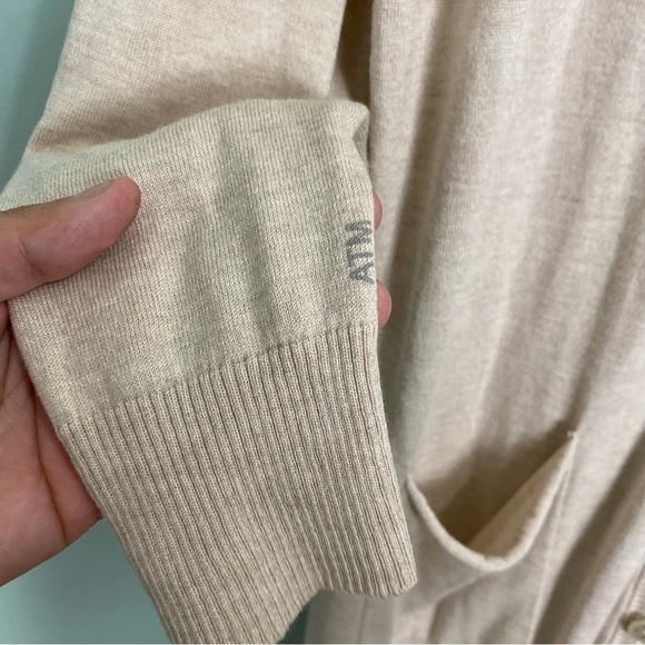 ATM Long Silk‎ Blend Cardigan Beige Sz S - Picture 5 of 9